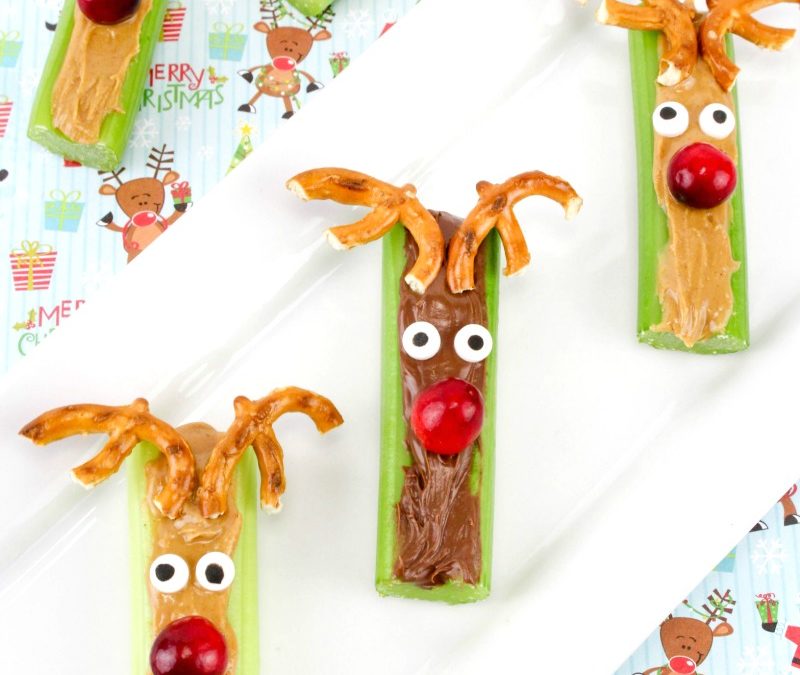 Rudolph Celery Snacks – Healthy Christmas Snack Idea